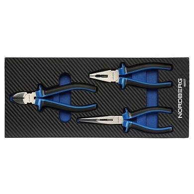 Набор шарнирно-губцевого инструмента, 3 предмета в ложементе для тележки NORDBERG 40003T