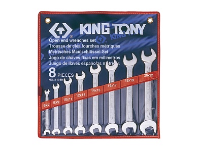 Набор рожковых ключей,  8 предметов king tony 1108mr