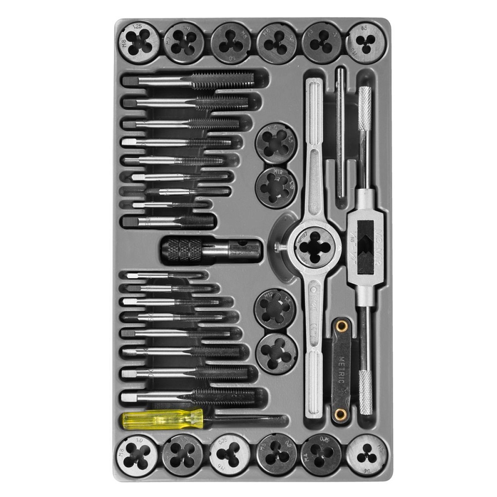 WDK-DTM3040 Набор метчиков и плашек М3 - 12, 40 предметов, метрическая резьба Wiederkraft