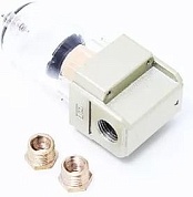 Фильтр для пневмосистемы мини 1/4" + резьбовой адаптер 1/4Mx1/8F (пропускная способность: 200 л/мин, давление max: 10 bar, температура воздуха: 5° до Partner AF2000-01